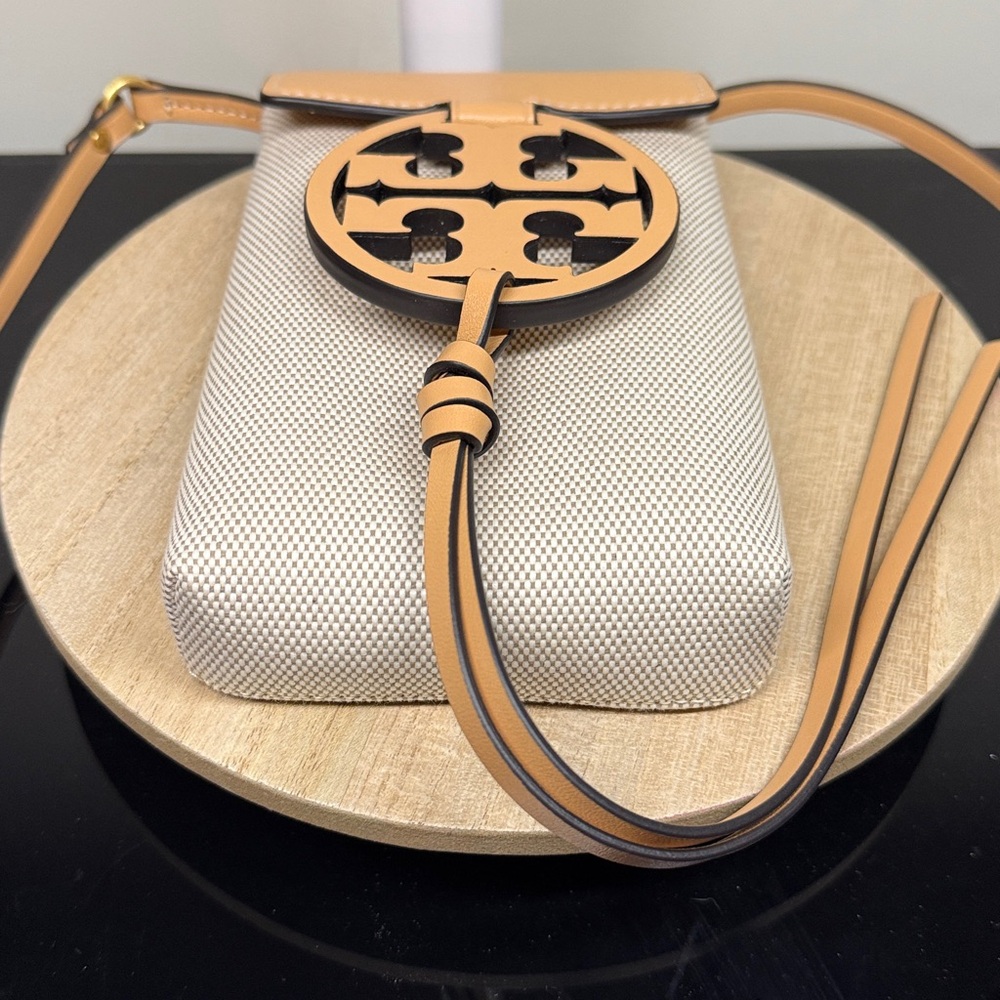 Tory Burch Miller Natural Vachetta Phone Crossbody - Picture 12 of 14